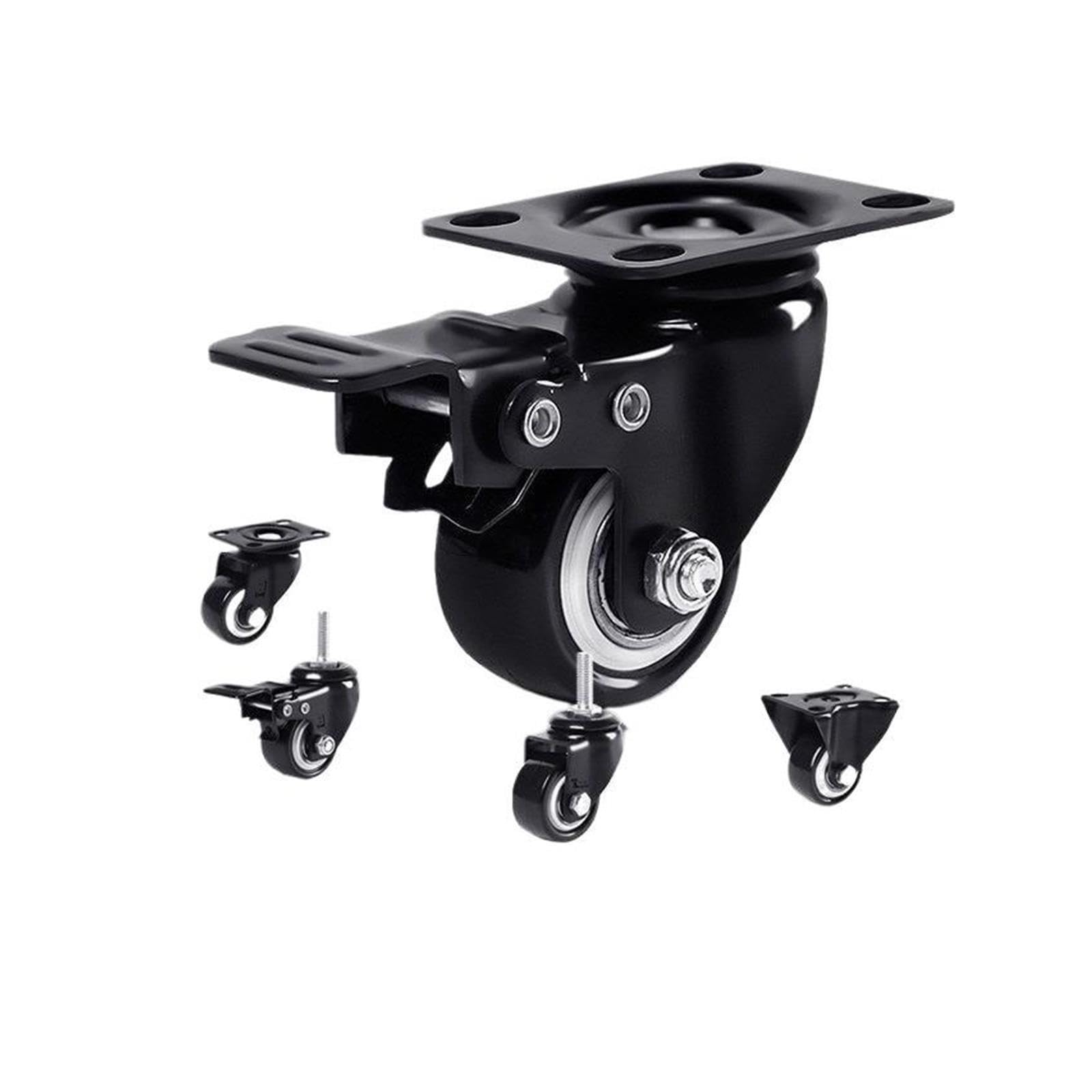 Roulettes meubles 4 pièces rouleau en caoutchouc souple pivotant(4 Pcs-Fixed,3 inch)