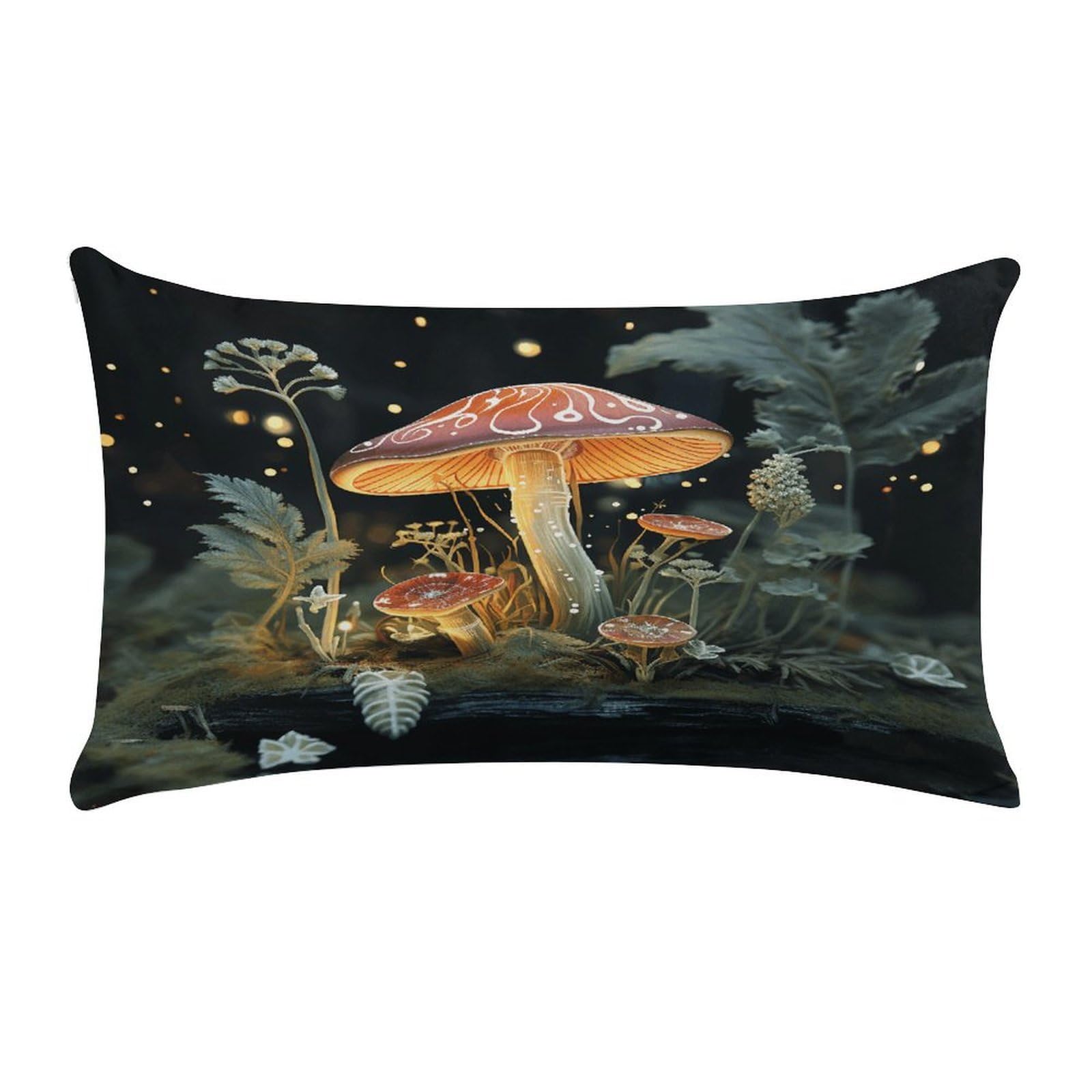 MUSM Butterfly Mushroom Throw Pillow Cover Rectangle Short Plush Pillowcase Soft Luxury Decorative Lumbar Throw Pillow Case with Zipper Short Plush Cushion Cases 12 X 20 Inch