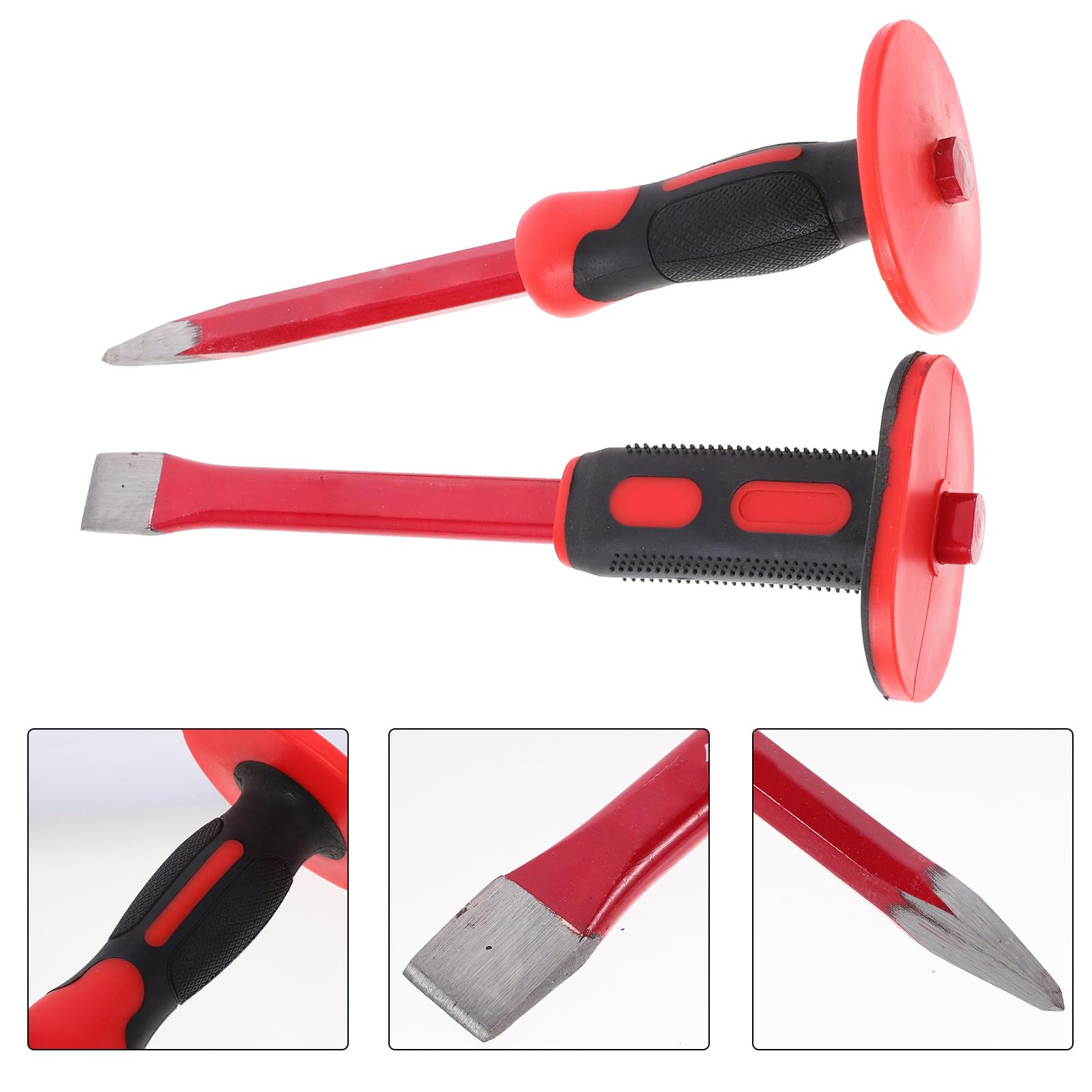 Jeu de Burins à Froid 2 Pièces en Acier Chrome-vanadium 30cm Tête Plate et Pointe pour Maçonnerie et Travail du Métal Haute Durabilité
