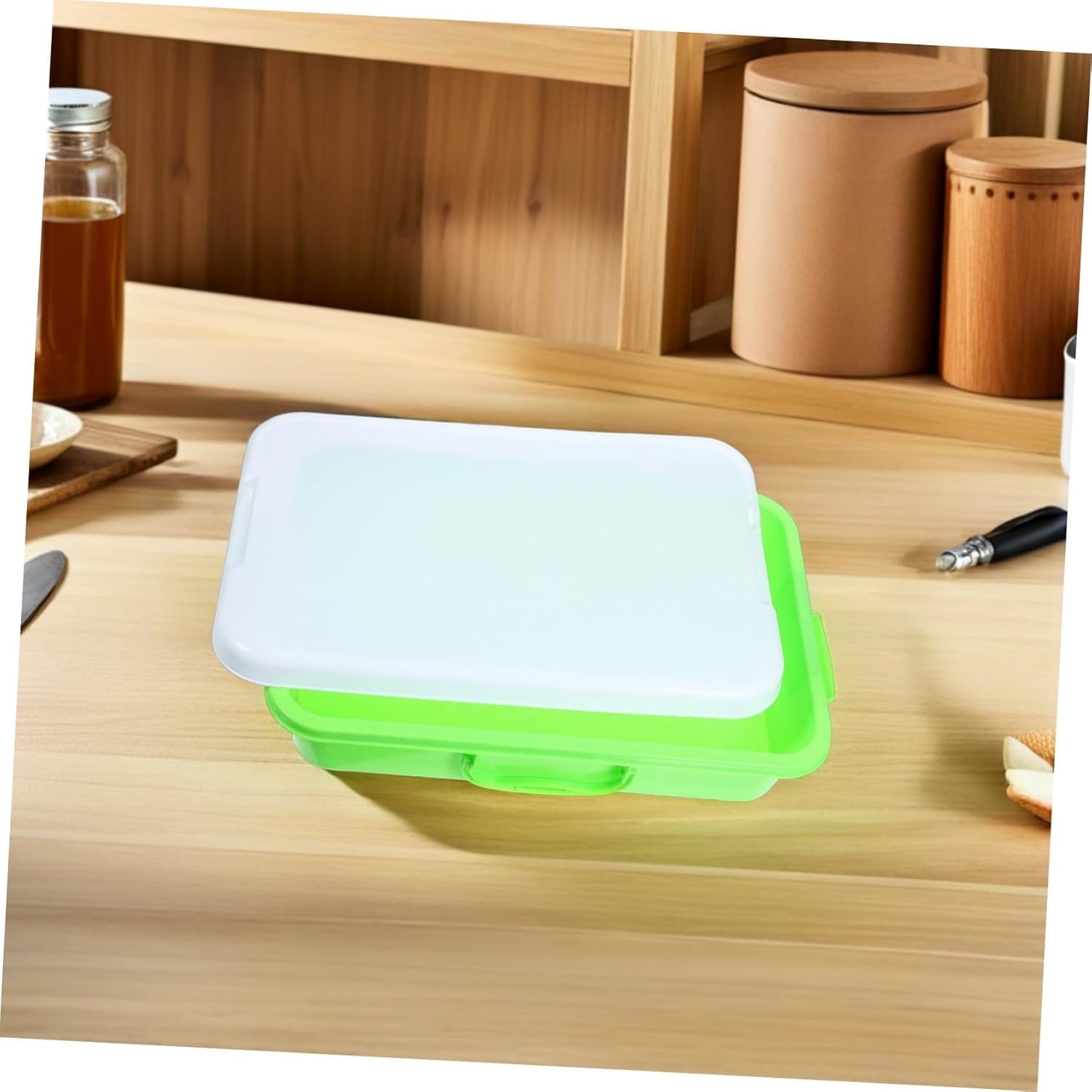 TOYANDONA 2pcs Portable Sandbox Storage Container with Lid Handle Stackable Play Tray for Crafts Sand Safe Material for Indoor Outdoor Fun