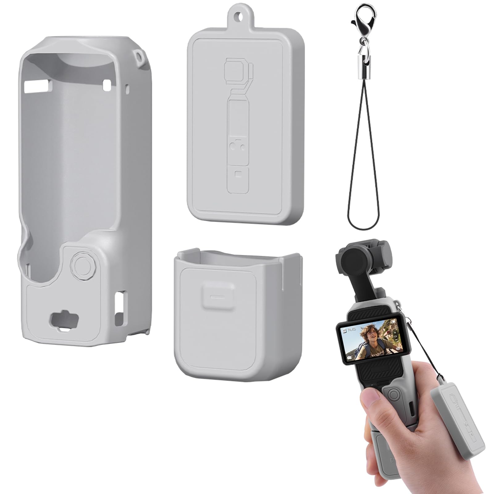 Buziba Silicone Protective Case Cover for DJI Osmo Pocket 3 Silicone Sleeve Protective Cover Handheld Gimbal Action Camera Accessories(Grey)