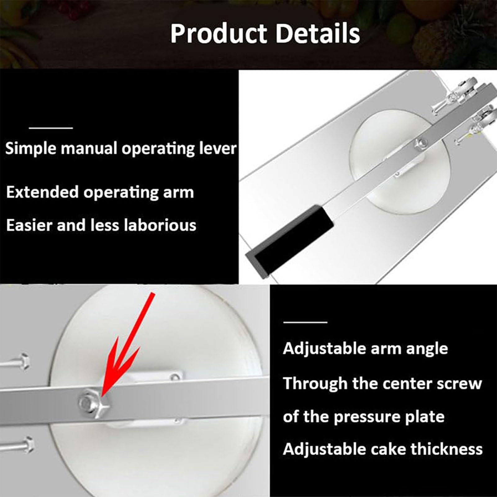 Pressa per impasto per pizza commerciale in acciaio inox ad angolo regolabile Presser per pizza 24 cm Strumento di formatura della crosta della pizza per Chapati e Pizza Making