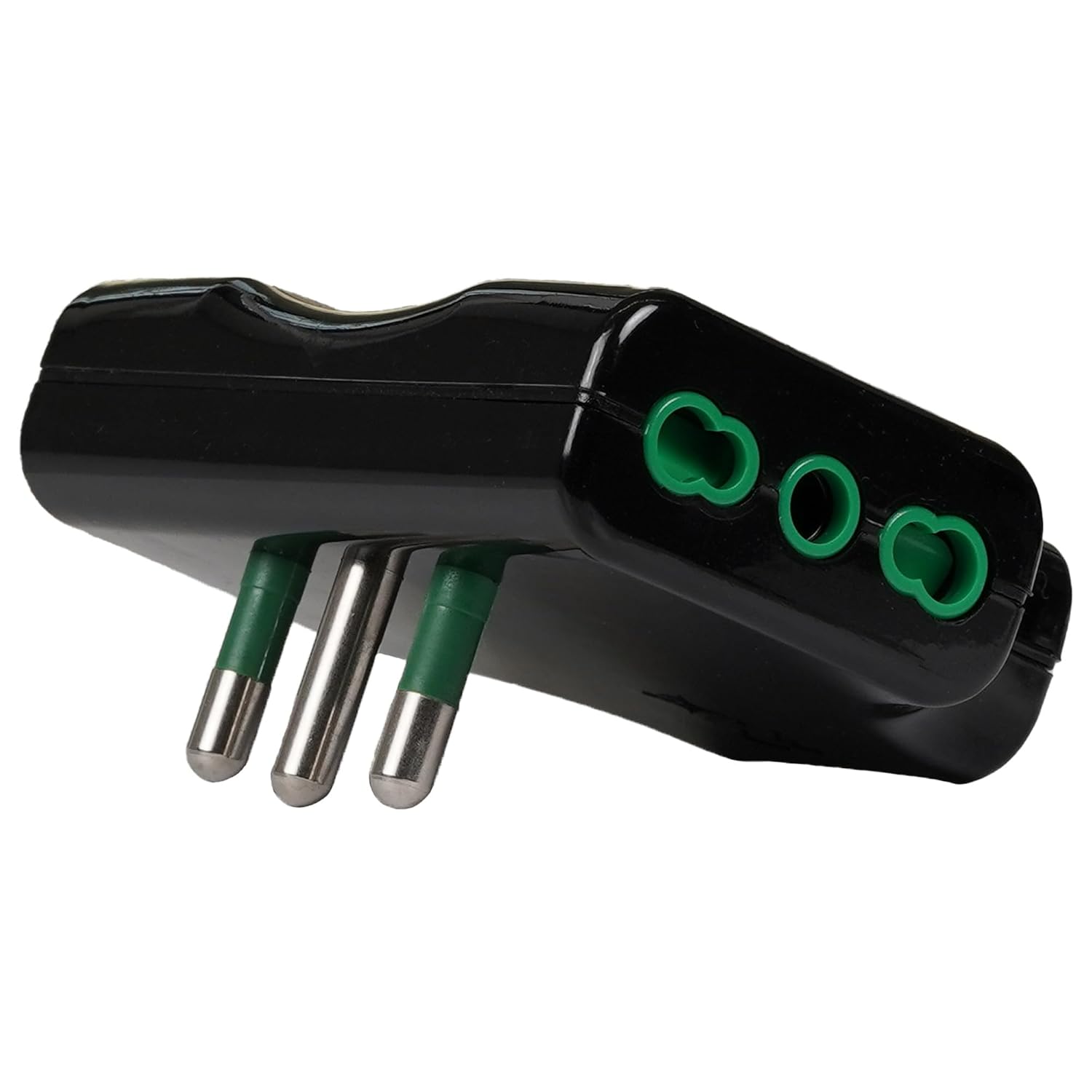 FANTON 82221 Space-Saving Triple Flat Socket Adapter - 1 Italian Plug Large 10A 3 Two-Step Sockets Black