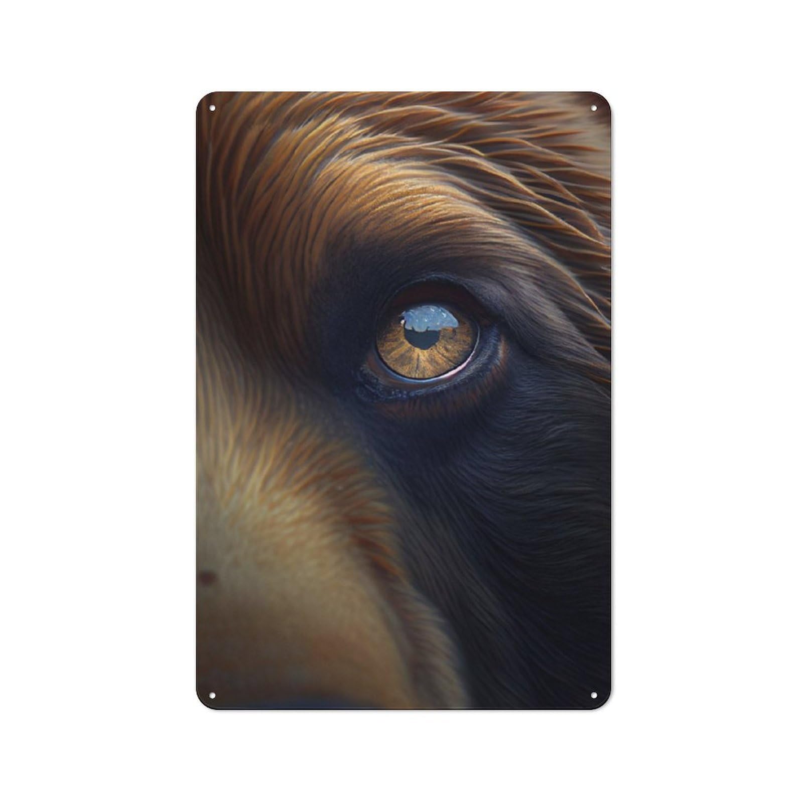 Junmoney Bear Closeup Tin Sign 30X20cm With For Pub Or Café, Retro-Style Decor, Suited To Café Interior Fans