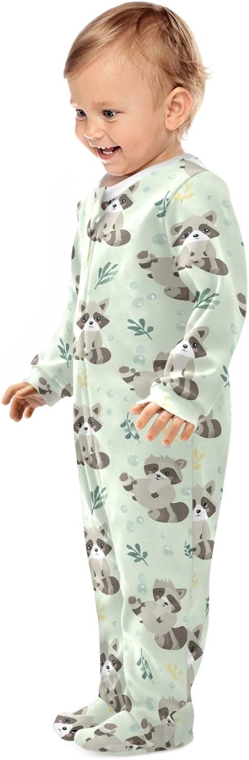 SHJI Baby One-Piece Footies Long Sleeve Rompers Pajamas Zip Front Pjs for Boys Girls kids
