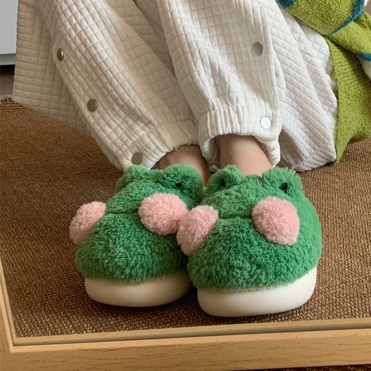 Fuzzy Slippers for Women Cute Plush Frog Slippers Funny Animal Slippers for Girls Cozy Comfy Home Floor Slippers4