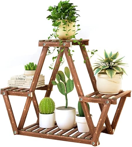 NIREUS Soporte para plantas para interiores y exteriores, el soporte de madera para múltiples plantas se utiliza para terraza, sala de estar,
