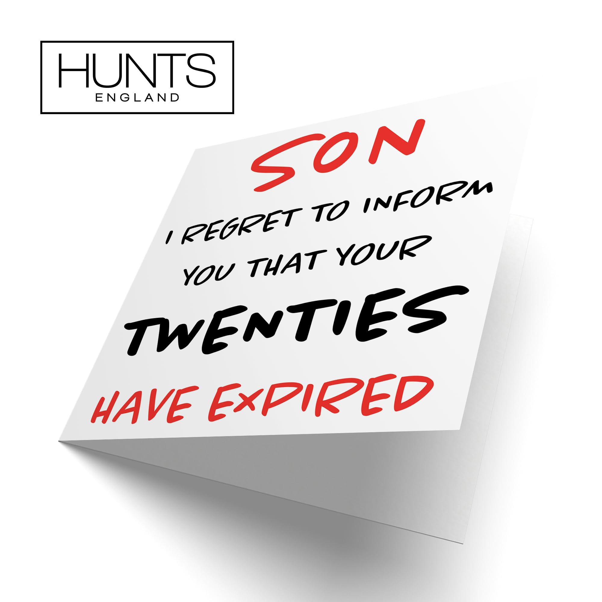 Biglietto Auguri Hunts England Per 20° Compleanno Figlio: Umoristico Con Scritta "Your Teens Have Expired"