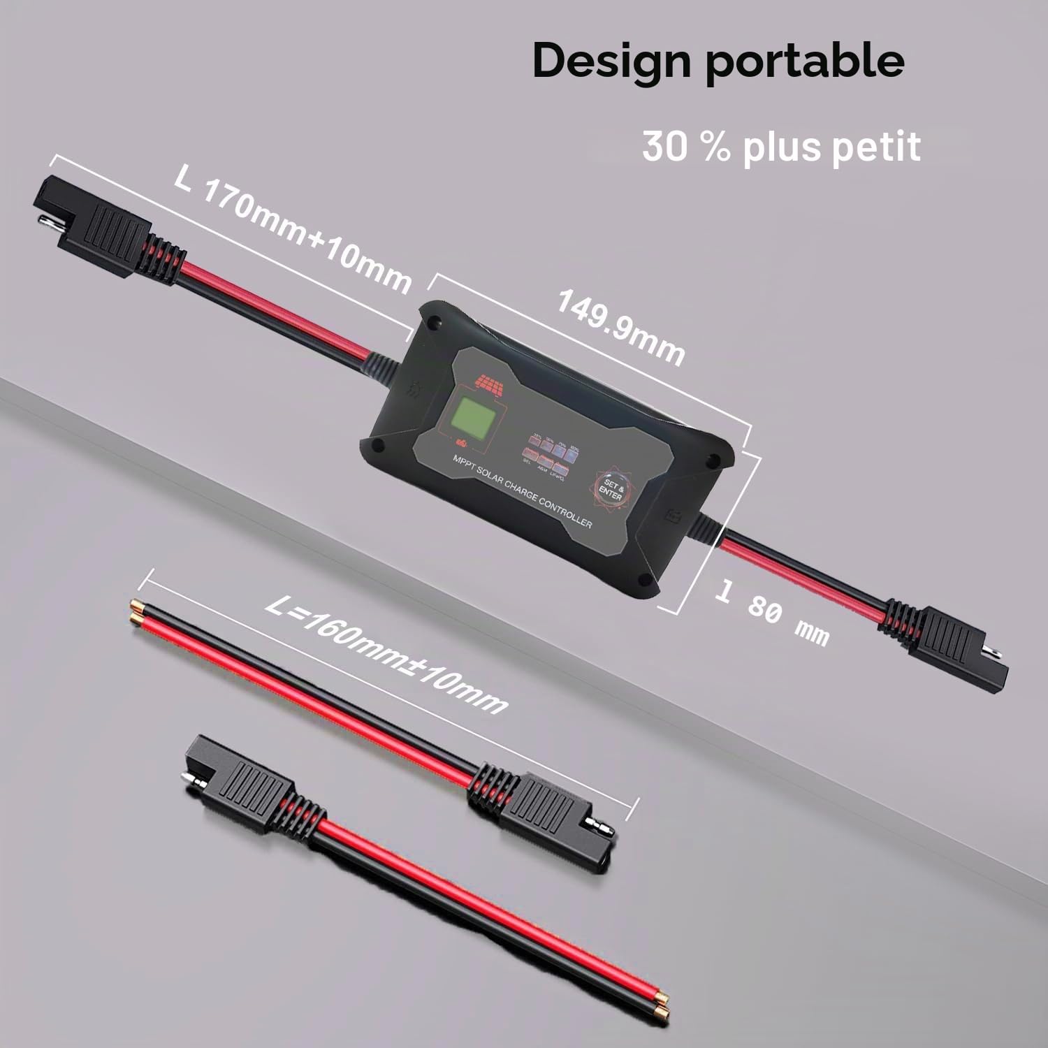 SolaMr 20A MPPT Contrôleur de Charge Solaire 12V/24V Contrôleur de panneau Solaire portable Intelligent Régulateur Solaire avec écran LCD et LED pour Batterie GEL/AGM/Lead-Acid et LiFePO4-M2420P