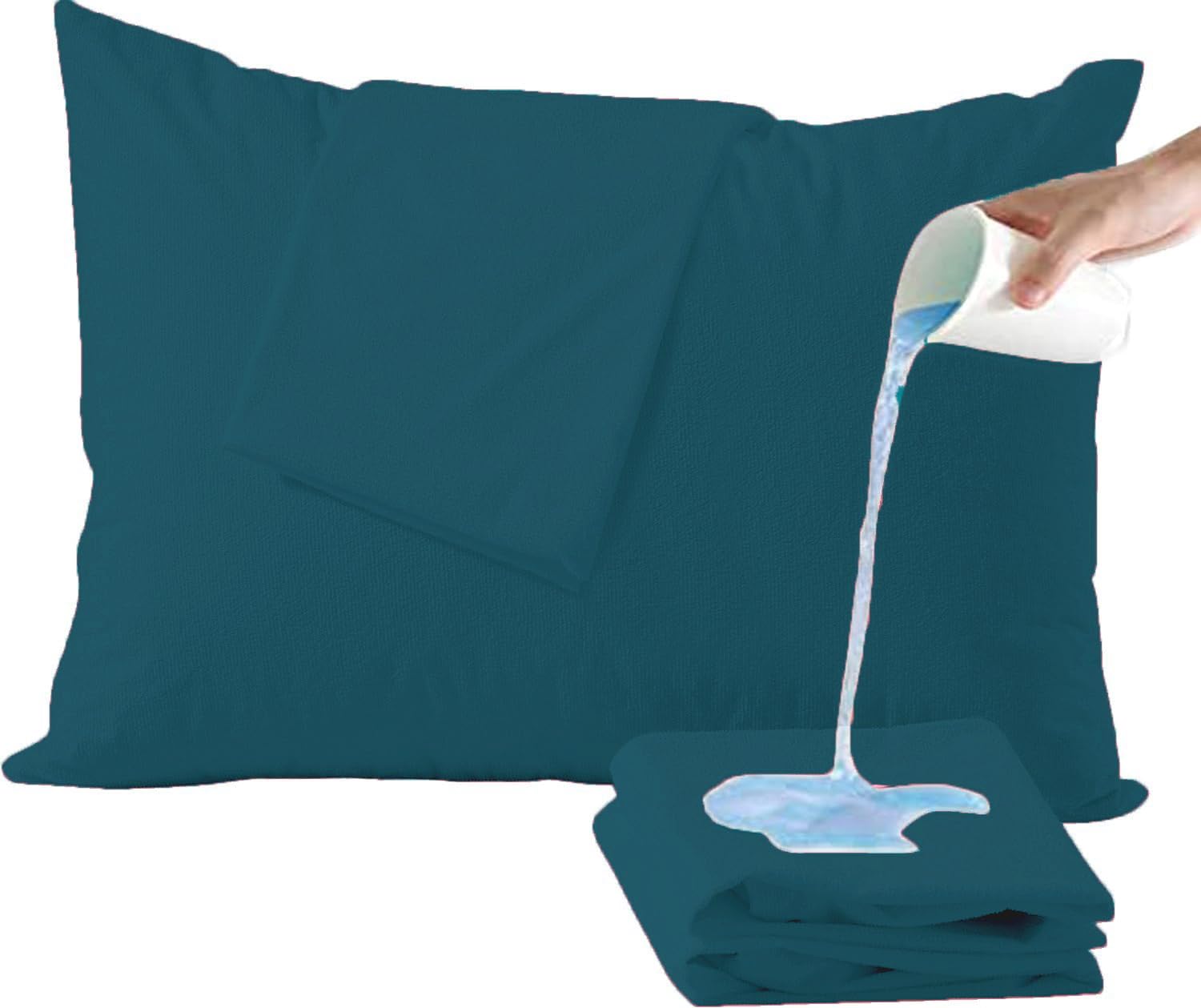 Trance Ultra Soft Terry Waterproof Pillow Protector Cover with Zippered Closure | Dust Mite - Bed Bug Protection | Oil and Water Spill Protection Covers (Standard 18 x 28 inch - Teal) - Pack of 2-picture-11