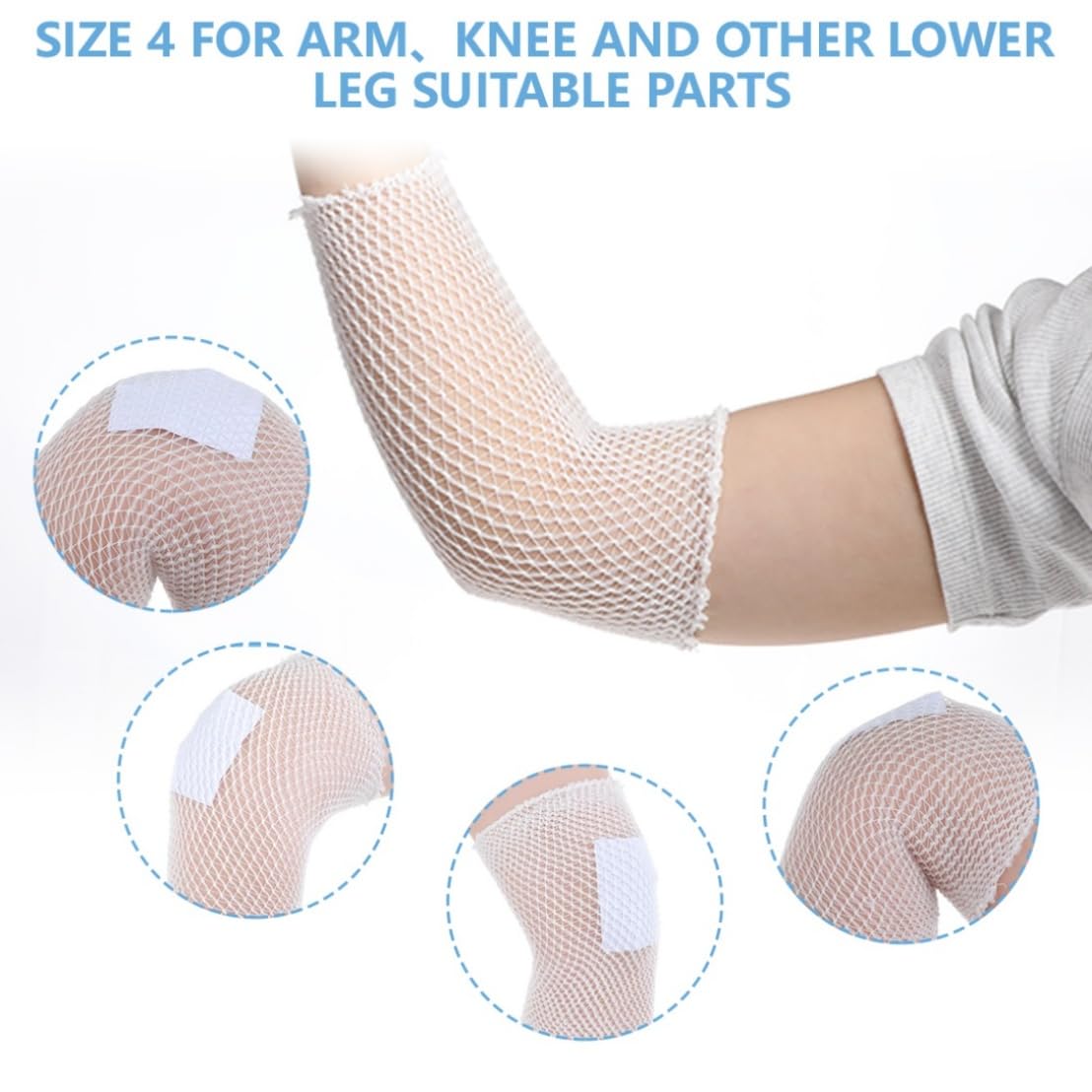 Tubular Stretch Gauze Bandage Size 4 Cotton Wrap Netting Elastic Support Retainer for Arms Wrist Lower Legs 5.5yd