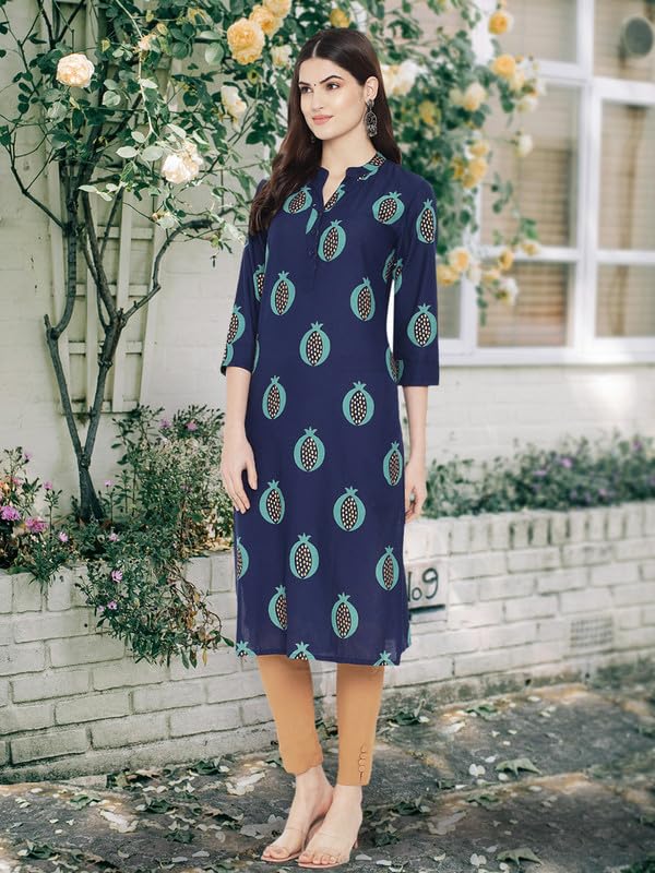 Image of Pinkmint Women Cotton Kurti ll Stright Printed Collared V Neck Kurta ll Stylish Regular Fit Kurti's (Pack of 01)