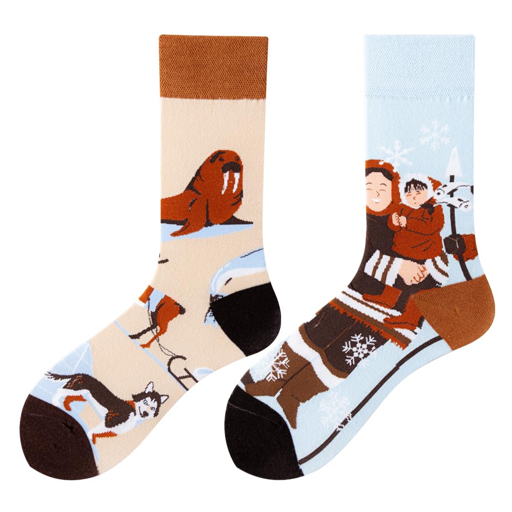 Calcetines Divertidos Unisex para Mujer y Hombre con Diseños Asimétricos en Par - Temas Animales, Comida, Fruta, Deporte y Arte en Algodón - Ideal para Regalos — view 61