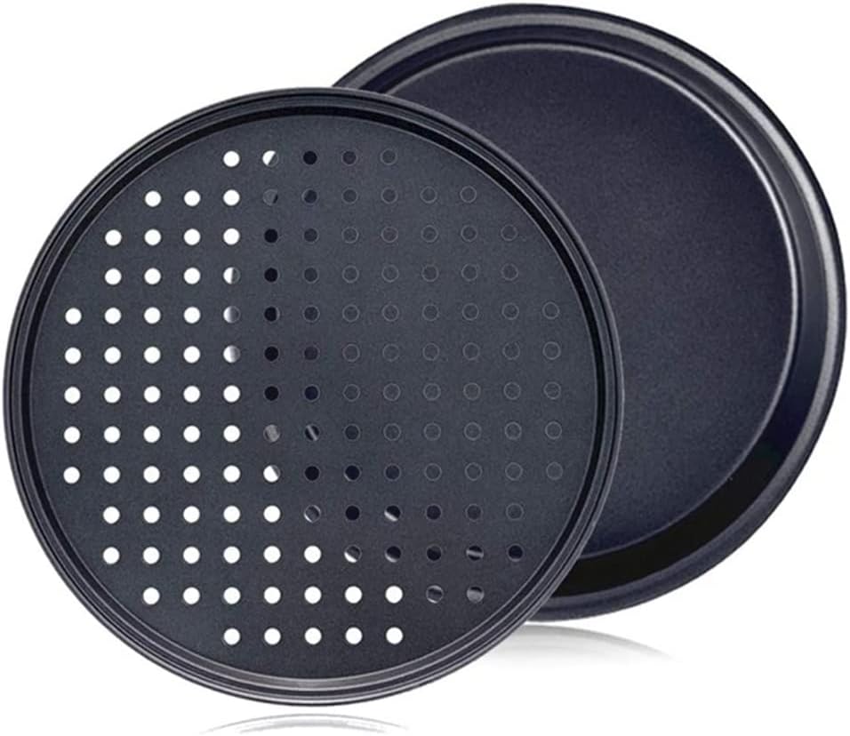 Pizza Pan with Holes10 Inch Pizzas Baking Crisper Tray Non-Stick Bakeware Plate Professional Pie Pan for Oven 2 Set