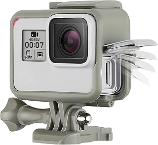 SOONSUN Frame Mount Housing Case for GoPro Hero 5 6 7 Black White Silver Hero 2018 Cameras Protective Housing with Buckle and Screw, All Slots Fully Accessible - Gray