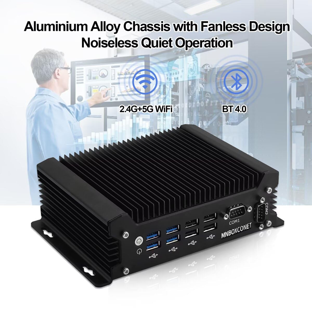 Fanless Mini PC Industrial Core i3 1315U, Micro Desktop Computer Barebone, 2x RS232 COM, 2 x GbE Realtek 8111H, Wifi/BT, Pre-installed Win 11 Pro Appliance Hardware