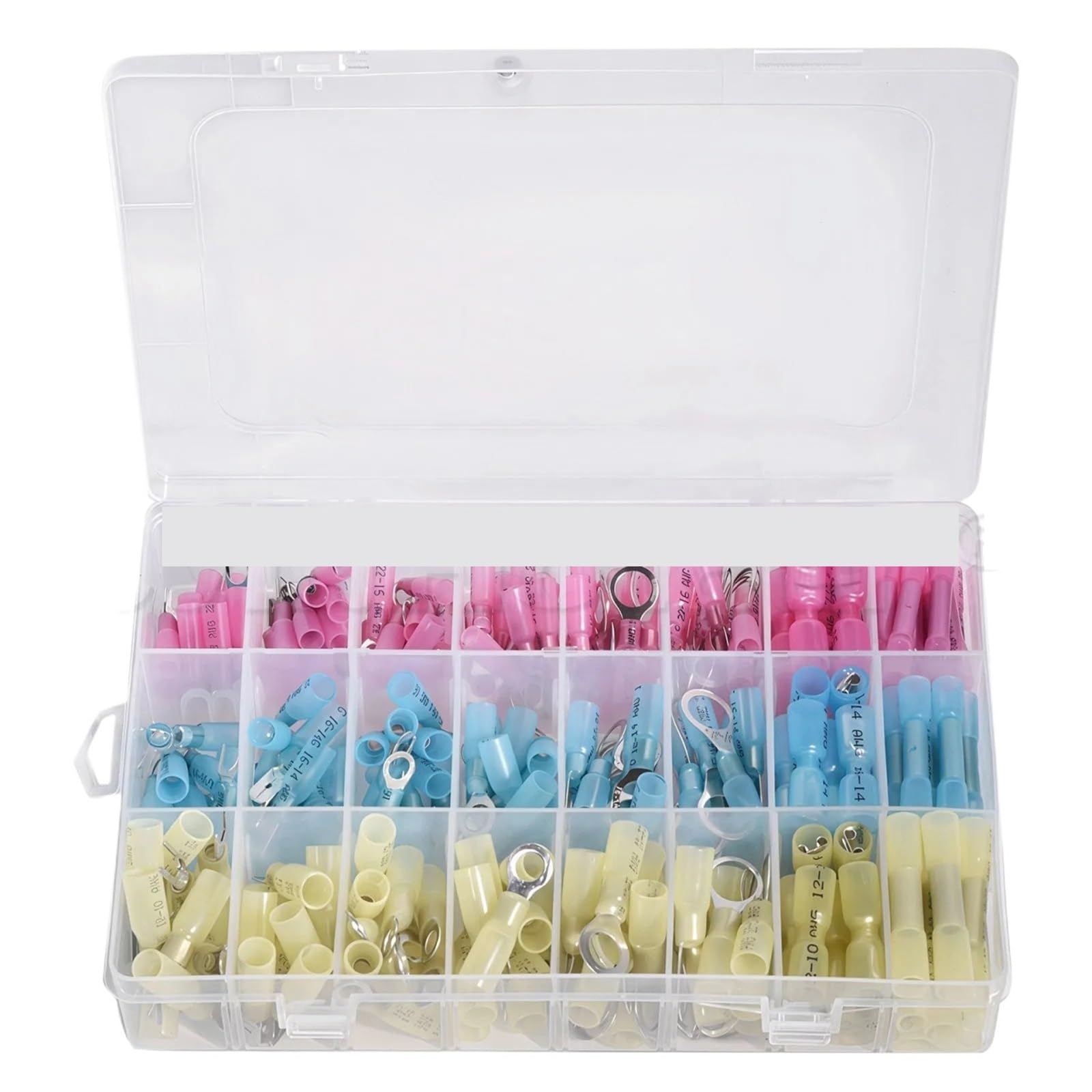Ciopljhkl One Color 240-Piece Heat Shrink Butt Ring Spade Wire Connector Kit Insulated Waterproof Electrical Crimp Terminals Splice For Home,Factory,Cars,Ship