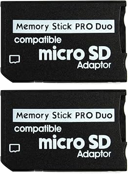 Memory Stick PRO Duo Adapter, microSDHC TF Card microSD to Memory Stick MS PRO Duo Card for Sony PSP, PlayStation Portable, Cybershot Digital Camera, Handycam, PDA Pack of 2