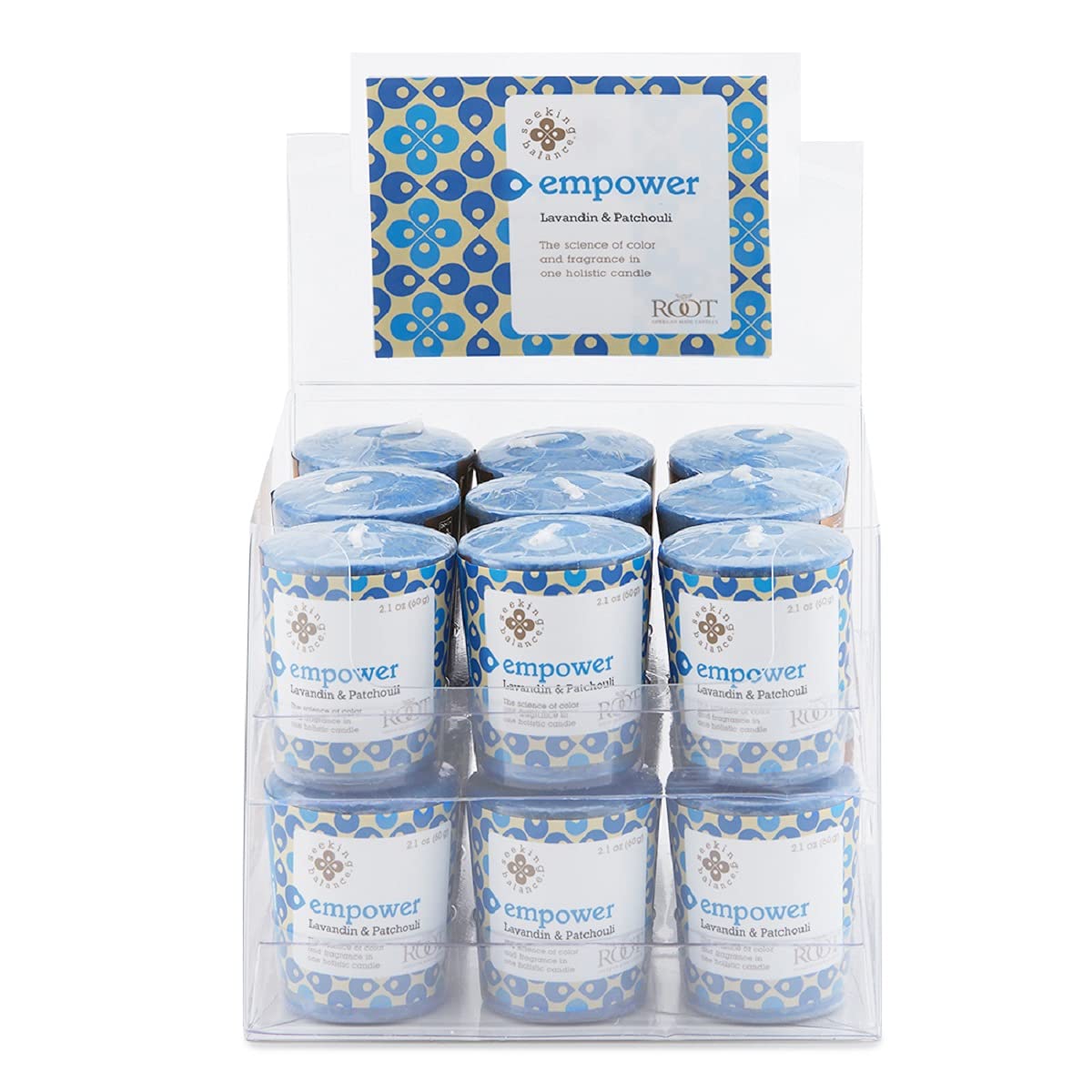 Root Candles Seeking Balance 20-Hour Votive Candles, 18-Pack, Empower: Lavandin Patchouli, 18 Count