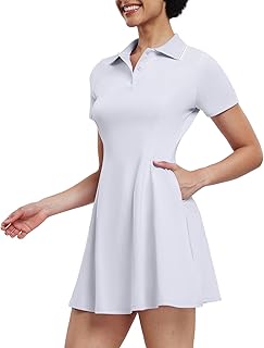 Womens Tennis Dresses Golf Dress Short Sleeve with Shorts Workout Athletic Dress - Buy now