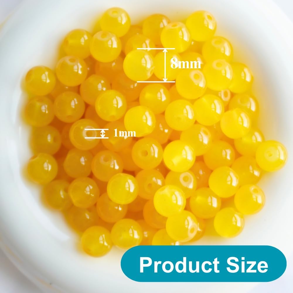 Jabrand Yellow Glass Beads Bulk, 8mm Glass Beads for Barcelet and Jewelry Making DIY Crafts (360pcs) - Image 3