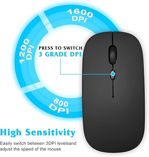 Miniatura 5 de UrbanX Ratón recargable Bluetooth para portátil Dell Inspiron 3000, mouse inalámbrico Bluetooth diseñado para portátilPCMaciPad