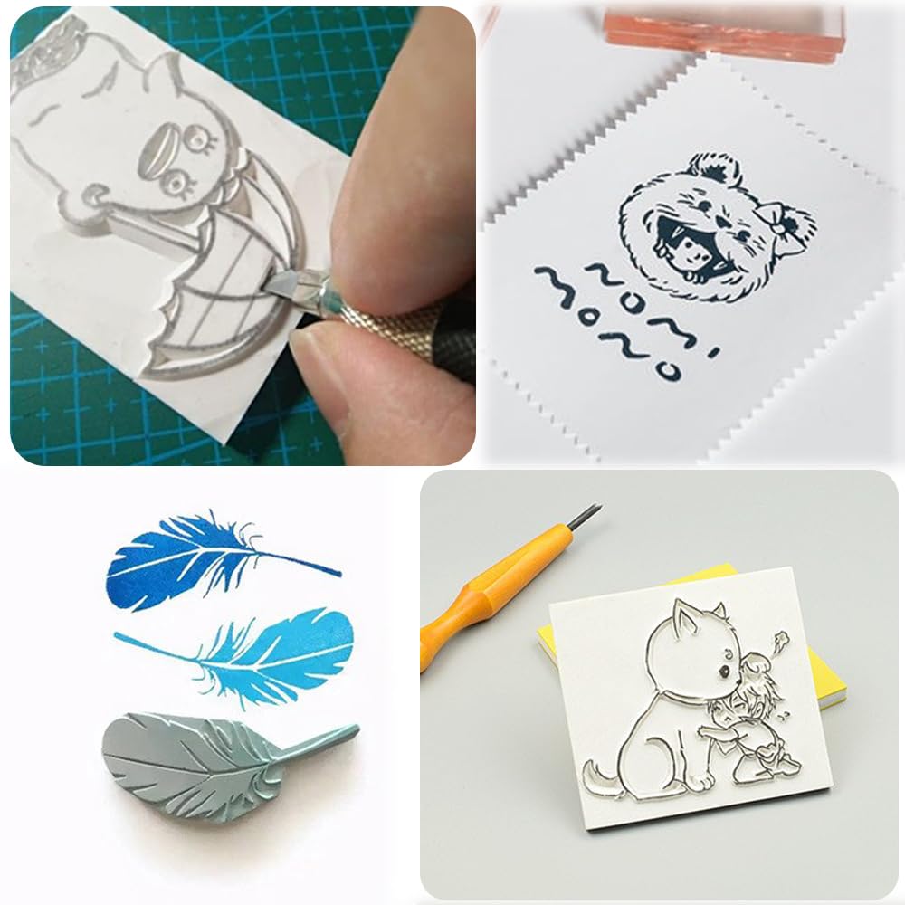 Amazon | ESJNNK 消しゴムはんこ 5個セット 10*5*0.8cm 長方形 3層構造