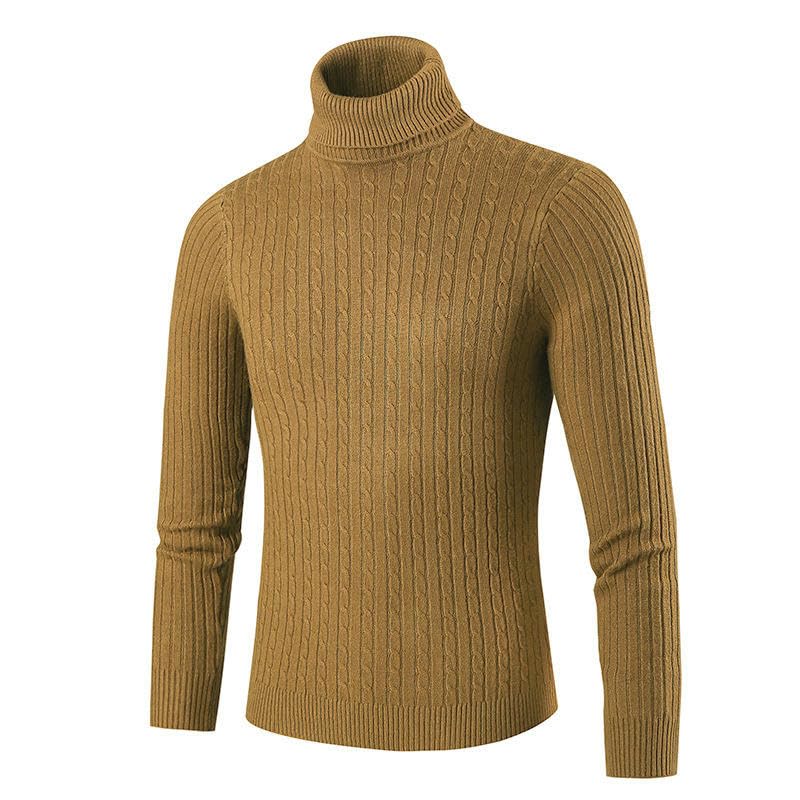 Suéter de cuello alto para hombre con diseño cálido y textura suave lisa 5
