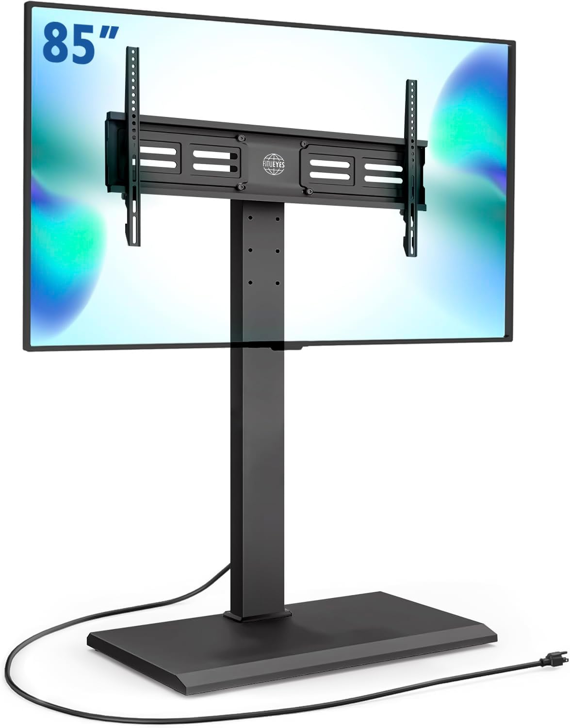 FITUEYES Iron Base Universal Floor TV Stand with Swivel Mount Space Saving for 50-85 Inch LED LCD Plasma Flat or Curved Screen TVs Height Adjustable Cable Management
