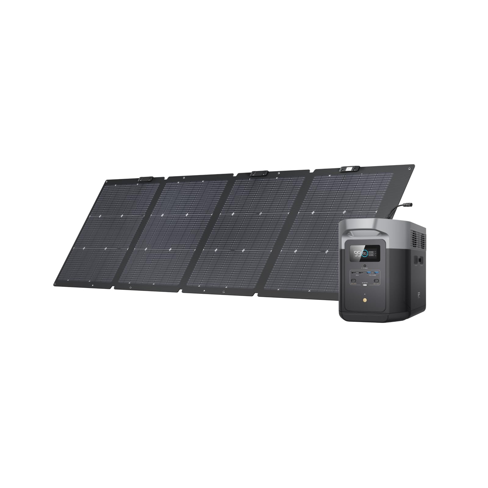 EF ECOFLOW Solar Generator DELTA Max (2000) 2016Wh with 220W Solar Panel, 6 X 2400W (5000W Surge) AC Outlets, Portable Power Station for Home Backup Outdoors Camping RV Emergency
