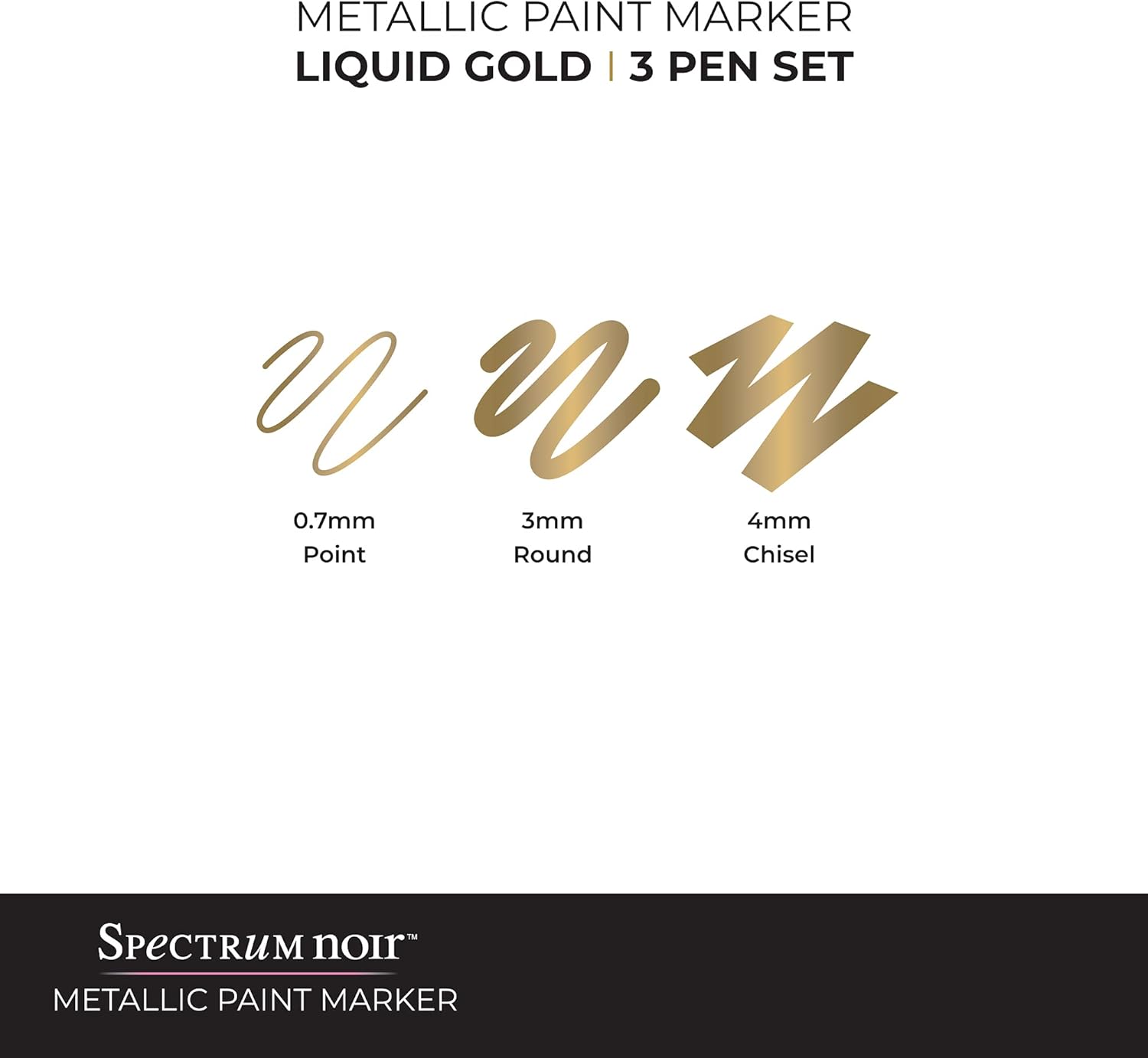 Spectrum Noir SN-MTPM-GOL3 High Shine Opaque Metallic Paint Marker Pack of 3-Liquid Gold