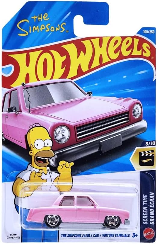 Hot Wheels The Simpsons Family Car [Pink] Screen Time 3/10, 108/250-1:64 Scale Diecast Toy Vehicle