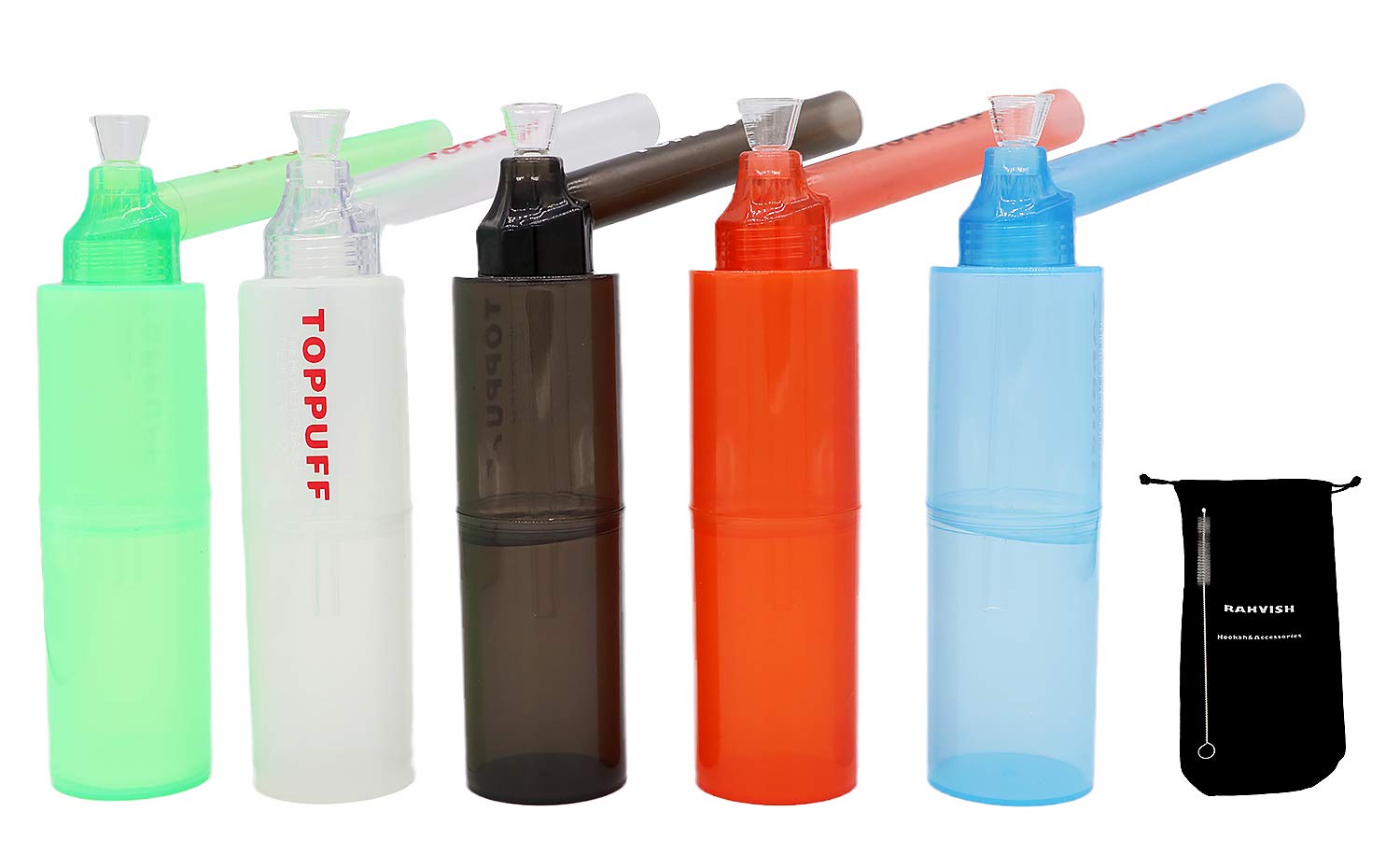 RAHVISH 1 Pack Portable Water Mini Hookah Screw On Bottle Converter with Straw Cleaning Brush and Flannel Bag(Random Color）(1 Pack)