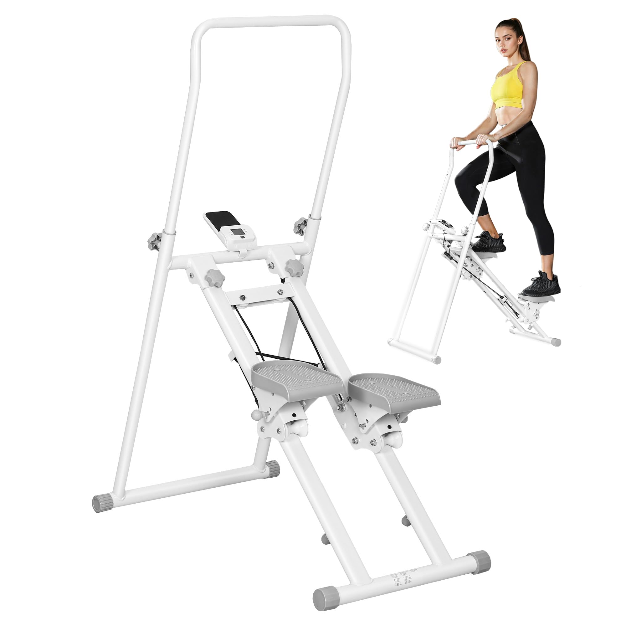 Tinysiry Scalatore verticale per scale, regolabile con design pieghevole e passi ampi, macchina per allenamento completo, attrezzatura per esercizi cardio con manubrio