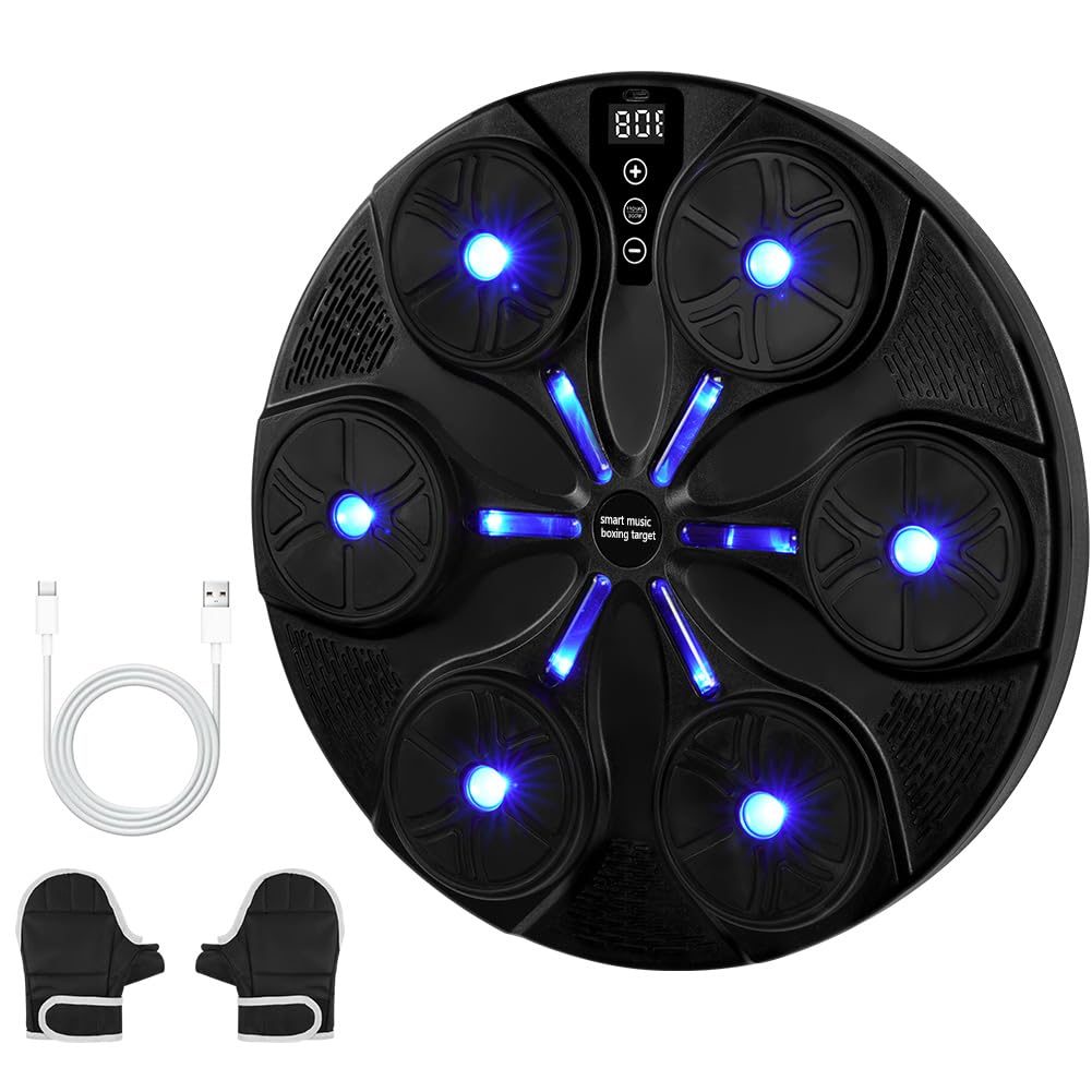 HOTUT Macchina da Boxe Musicale, Music Boxing Machine Adulti Intelligente con Bluetooth e Guanti da Boxe, 8 modalità di velocità Macchina da Box Musical Pugile, per Bambini e Adulti per Casa Interni