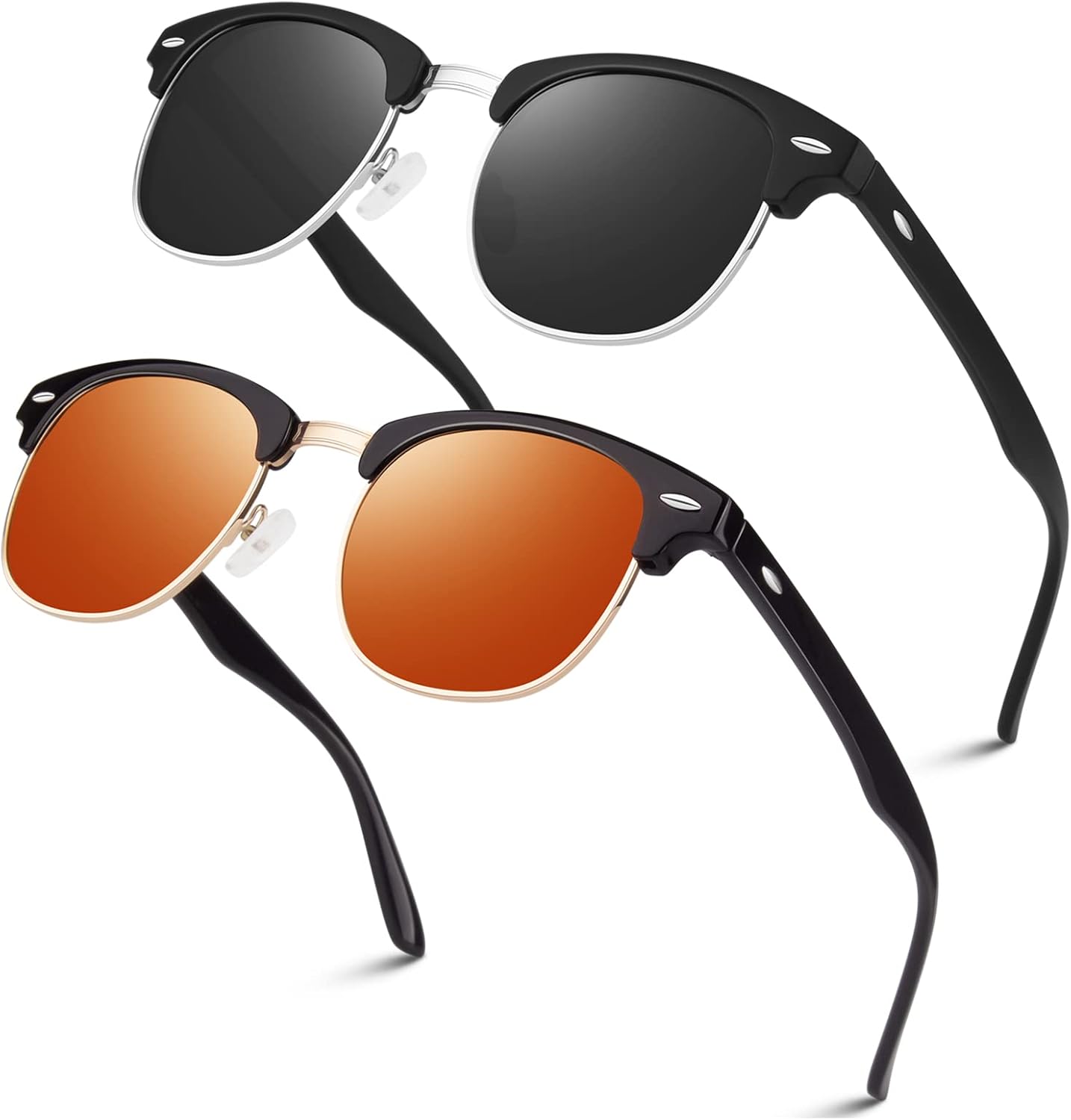 (2 Pack) B Matte Black | Black | Silver Rim / Glossy Black | Orange | Golden Rim