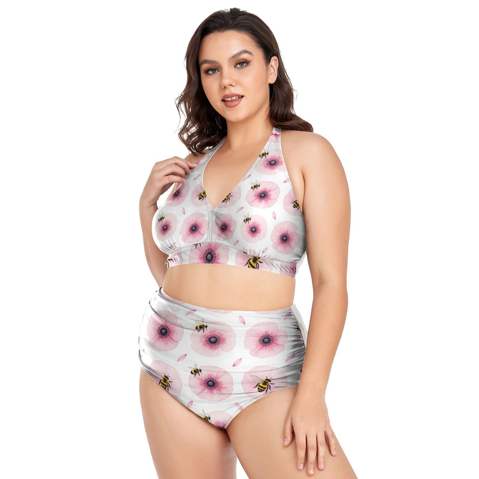 FRODOTGV Curvy - Costume da bagno a due pezzi da donna, taglia L-4XL