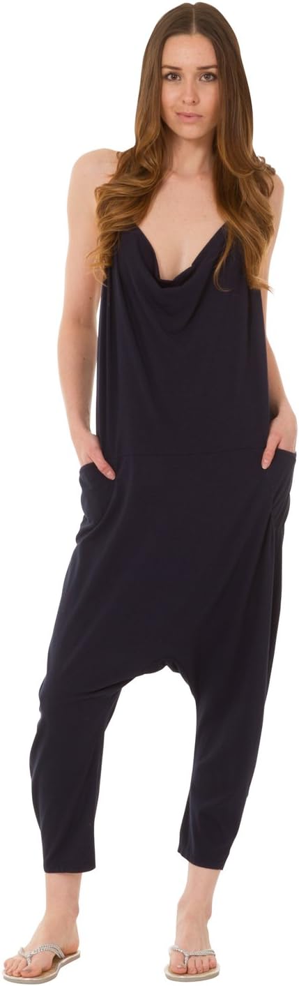 Wiya Jersey Jumpsuit - Navy Drop Crotch Lightweight Stretch Relaxed Fit Playsuit CINDYNAVY-One Size