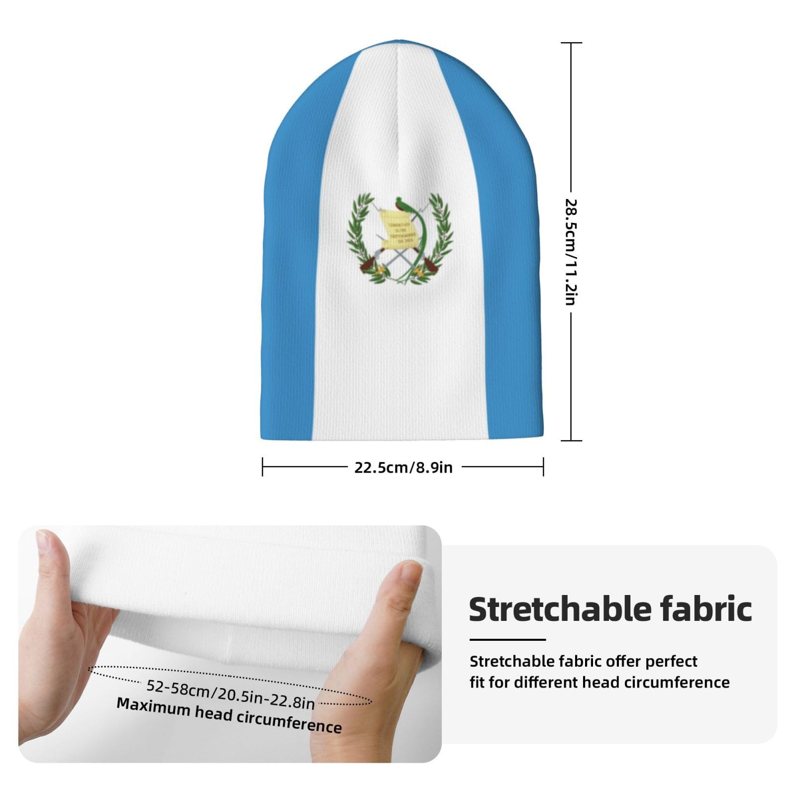 KKRMTUG Guatemala Flag Beanie Hat for Women Men Flag of Guatemala Knitted Hat Winter Warm Hats Soft Stretchy Ski Beanie Cap Unisex Stocking Caps
