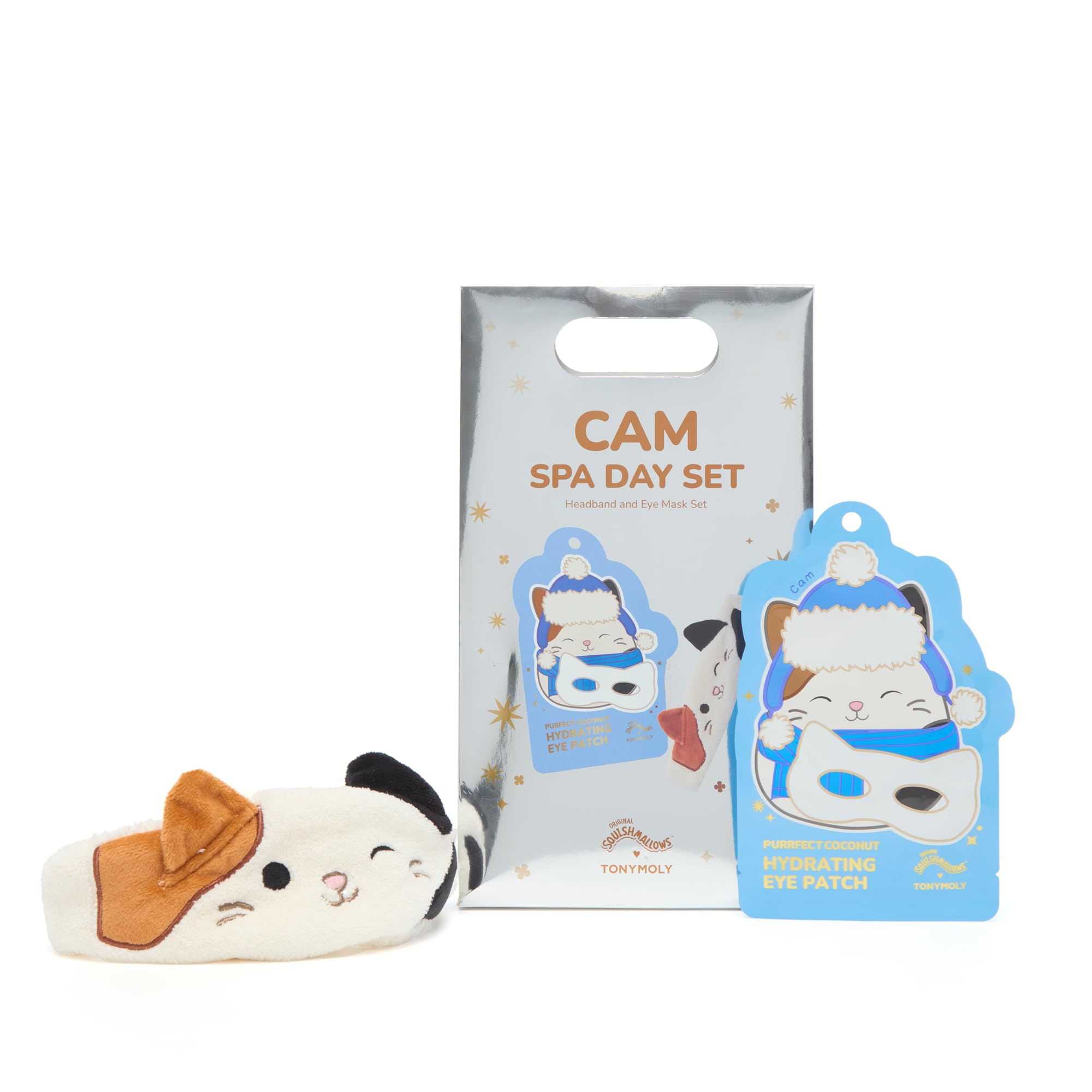 TONYMOLY x Squishmallows Cam Spa Day Set Hydrating Coconut Eye Mask Plush Cat Spa Headband Limited Edition Holiday