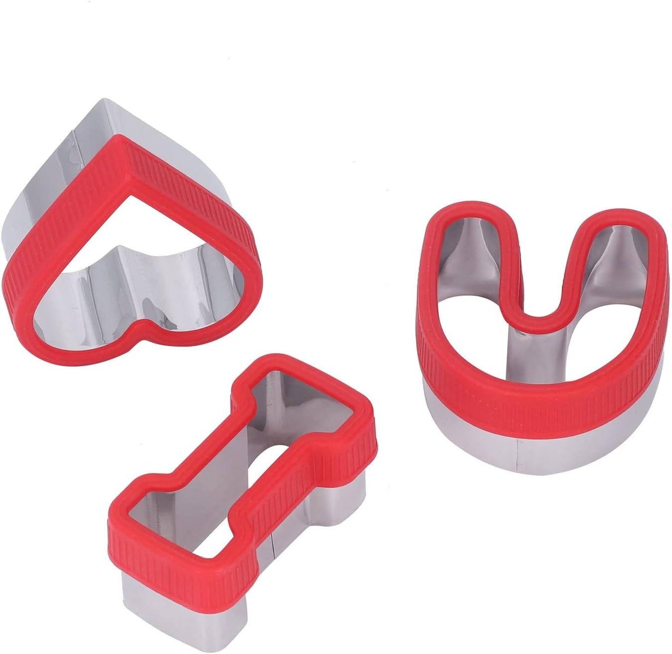 Horoper Butty Biscuits Moulded,Biscuits Cutters Shapes,3 Piece Stainless Steel Molded Valentine'S Day Cake Molded Vegetable Butty Cutting Machine (Red)