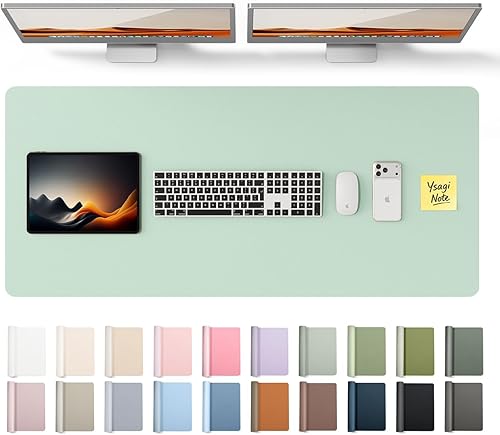 Miniatura 133 de YSAGi Protector de escritorio de piel, alfombrilla de oficina, alfombrilla grande para ratón, alfombrilla antideslizante de piel sintética, Azul