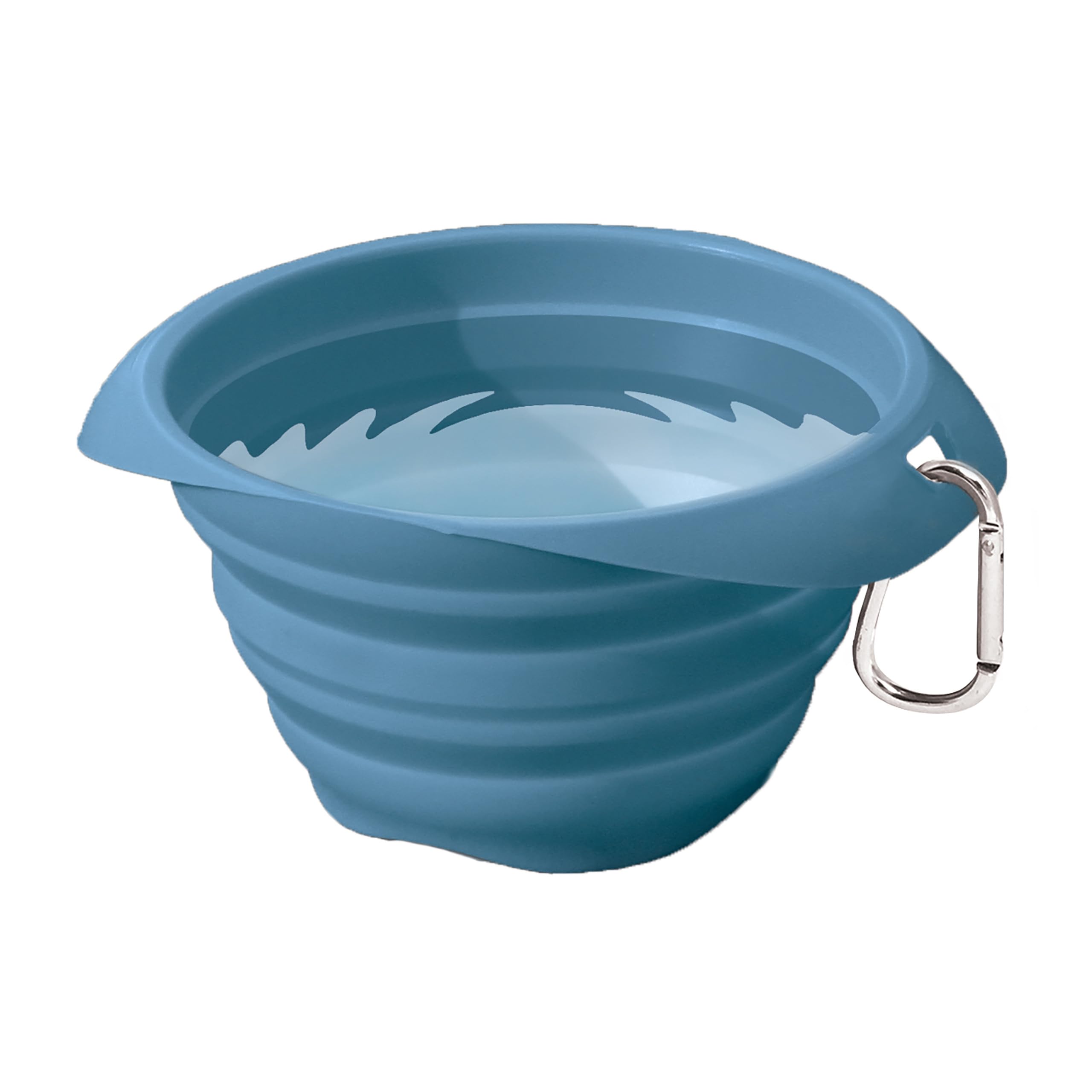 Kurgo Collaps-A-Bowl for Dogs - Collapsible Travel Dog Bowl for Outdoor Adventures - Food-Grade Silicone - Lightweight & Foldable - Includes Carabiner - Dishwasher Safe - BPA-Free - 24 oz - Blue
