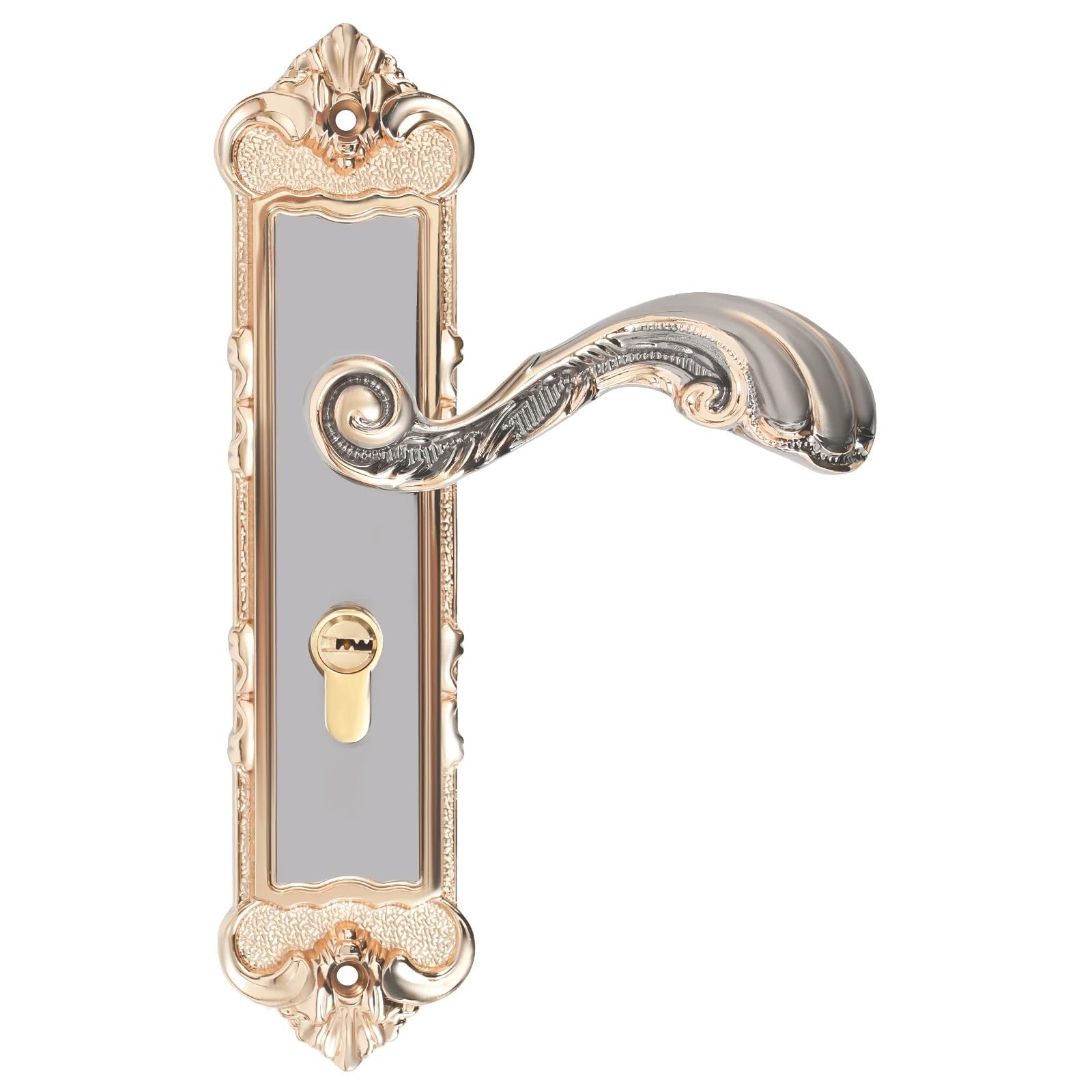 Wajjwi Golden Antique Privacy Door Entry Lever Handle Mortise With Locks+ Keys For Home