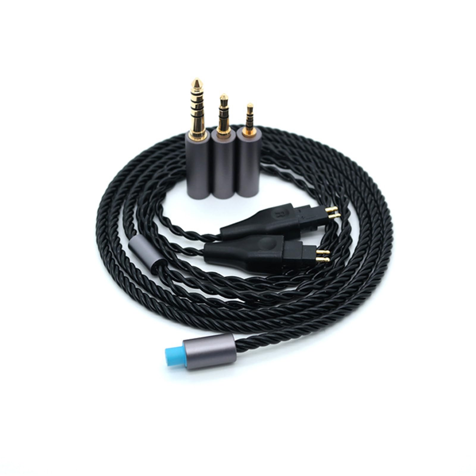 Symmetrisches Kabel mit 4.4mm,2.5mm,3.5mm Adapter für Sennheiser HD580 HD650 HD660 HD600S Kopfhörer,HD414 HD25 3 in 1 Ersatz Aufrüsten Draht(Schwarz)