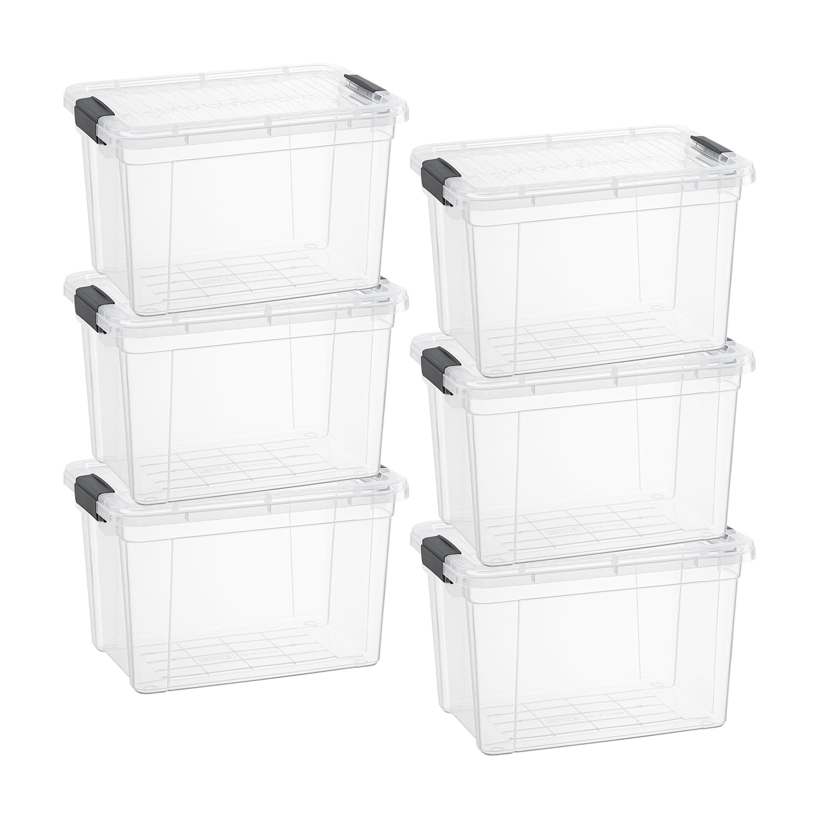 Superio Storage Bins with Lids- Clear Boxes for Organizing, Stackable Plastic Containers- BPA Free, Non-Toxic, Odor Free, Organizer for Home, Office, Dorm (6 Pack, 4.7 Quart)