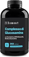 Glucosamina con Condroitina, MSM, Boswellia, Bambù e Quercetina, 365 Capsule (Fornitura per 1 Anno) - Alto Dosaggio - Glucosamina Complex Senza Glutine e Lattosio - Zenement