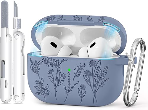 Miniatura 59 de Funda para Airpods Pro 3, Fundas con Grabado de Flores para Apple AirPods Pro de 3ª Generación 2025, Funda de Silicona Suave para Hombres y Mujeres