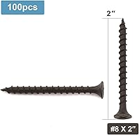 Vista 29 de Tornillo de madera #8 x 3/4 pulgadas 100 piezas, recubierto de fosfato negro, acero inoxidable, cabeza plana, cola de milano, autorroscante, rápido