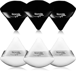 Triangle Makeup Puff Velour 6 Pcs Soft Powder Puffs for Face and Body Powder Cosmetic Foundation Sponge for Undereye Setting Powder Puff Makeup Tool (3 Black + 3 White)